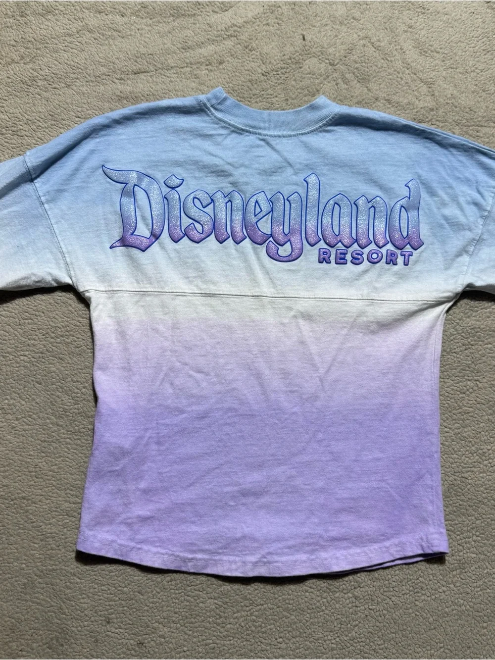 Disney Spirit Jersey Top Girls Medium (7/8) Disneyland Embossed Logo Long Sleeve
